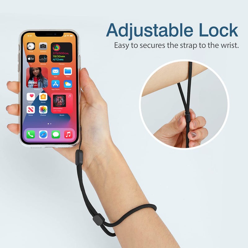 Hukado Hand Wrist Strap Lanyard  6 Pack 9.5inch Adjustable Nylon Wristlet Straps Keychain String for Cell Phone Case Holder  AirPods Pro 2 2022  Camera  Key  GoPro  USB Drive  Ski Glove(Black) - Image 4